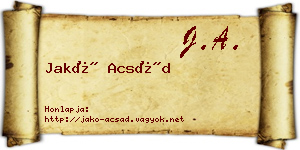 Jakó Acsád névjegykártya